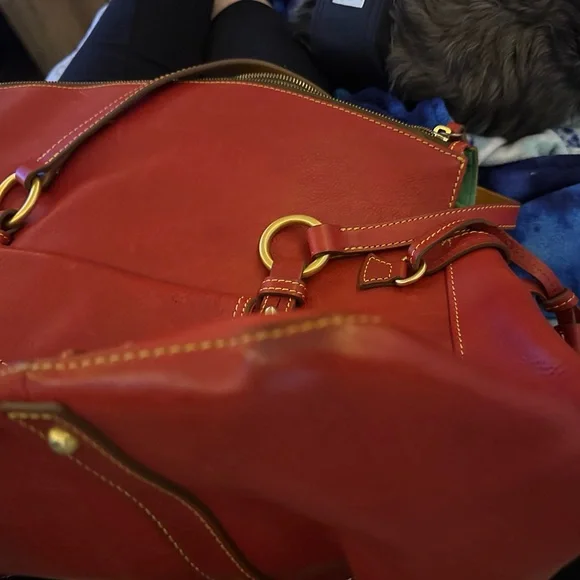 Dooney Bourke Florentine Leather Satchel Handbag Red - Picture 6 of 16